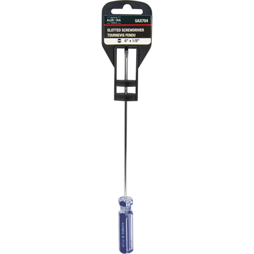 Tournevis &agrave; fente bleu transparent avec bandes, Tige de 1/8", Ronde, Prise en Plastique Oxymax Inc