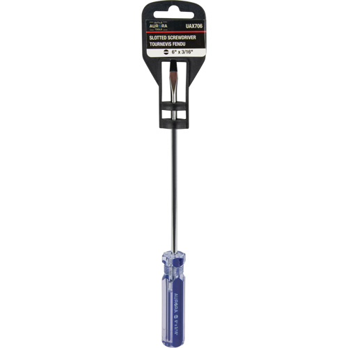 Tournevis &agrave; fente bleu transparent avec bandes, Tige de 3/16", Ronde, Prise en Plastique Oxymax Inc