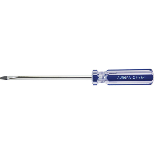 Tournevis &agrave; fente bleu transparent avec bandes, Tige de 1/4", Ronde, Prise en Plastique Oxymax Inc