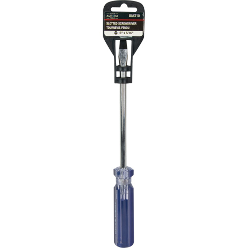 Blue Transparent Striped Slotted Screwdriver, 5/16" Tip, Round, Plastic Handle Oxymax Inc