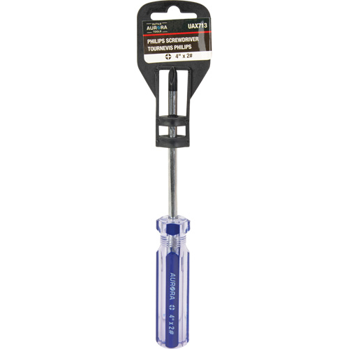 Tournevis Philips bleu transparent avec bandes, #2, Prise Plastique Oxymax Inc