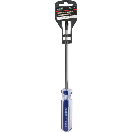 Tournevis Philips bleu transparent avec bandes, #3, Prise Plastique Oxymax Inc
