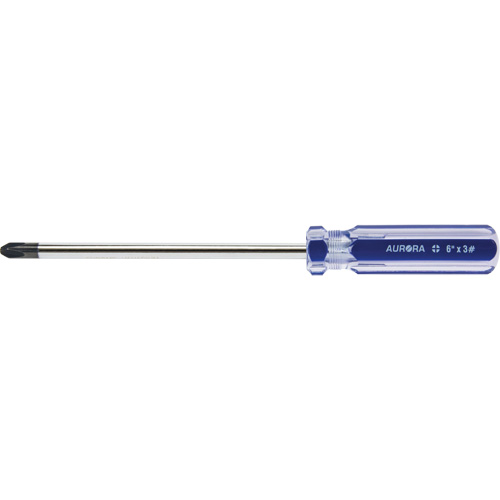 Tournevis Philips bleu transparent avec bandes, #3, Prise Plastique Oxymax Inc
