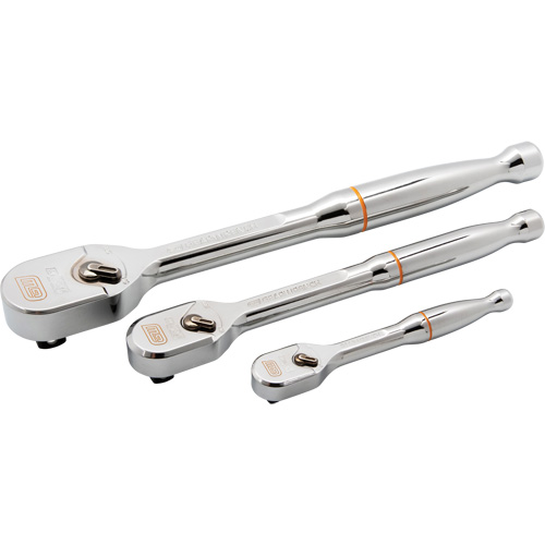 Ensemble de rochet &agrave; t&ecirc;te en goutte enti&egrave;rement polie avec prises 1/4", 3/8" & 1/2" 120XP Oxymax Inc