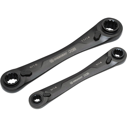 X6 4-in-1 Black Oxide Spline Ratcheting SAE Wrench Set, 2 Pieces, Imperial Oxymax Inc