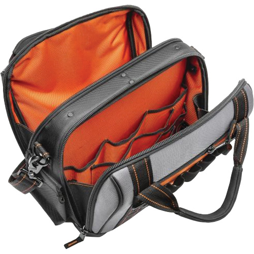 Sac ouvert de 14" pour outils d'ouvrier, Polyester, 32 pochettes, Noir/Gris Oxymax Inc