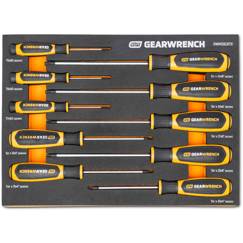 Torx&reg; Dual Material Screwdriver Set in Foam Storage Tray, 10 Pcs. Oxymax Inc