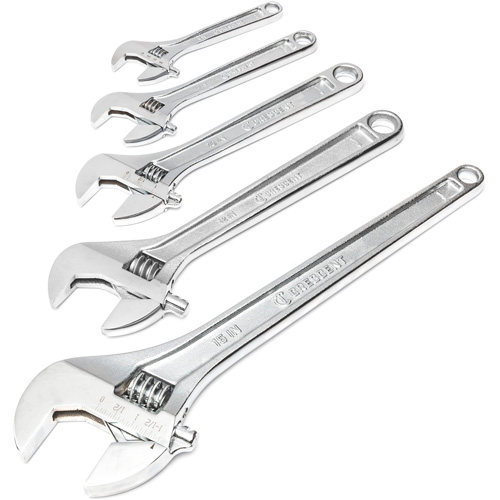 Chrome Wrench Set, Adjustable, 5 Pieces, Imperial and Metric Oxymax Inc