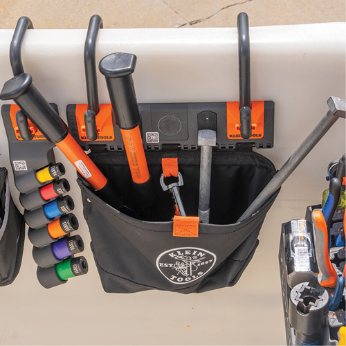 Module de poche pour quincaillerie avec crochet en S Bucket Work Centre, Nylon, 1 pochettes, Noir/Orange Oxymax Inc