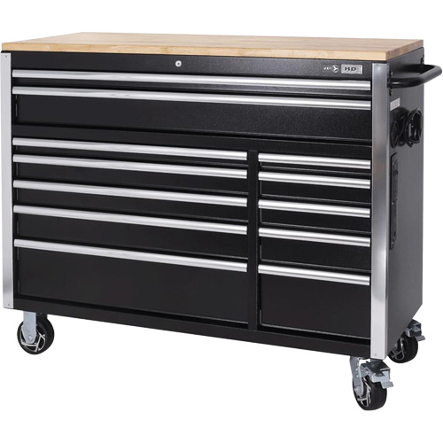 HDRC5212 HD Series Roller Cabinet, 12 Drawers, 51-1/4" W x 21" D x 40-3/10" H, Black Oxymax Inc