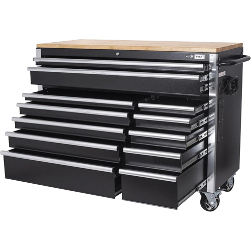 HDRC5212 HD Series Roller Cabinet, 12 Drawers, 51-1/4" W x 21" D x 40-3/10" H, Black Oxymax Inc