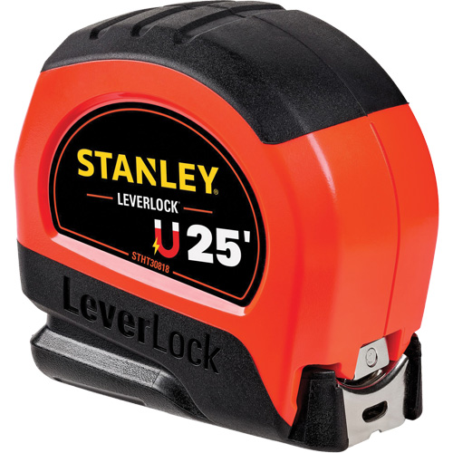 High-Visibility Magnetic LEVERLOCK&reg; Tape Measure, 25', Imperial Graduations Oxymax Inc
