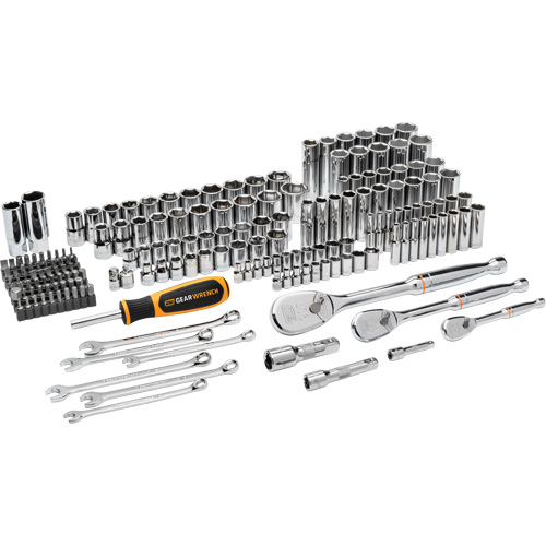 1/4", 3/8”, & 1/2" Drive 90T SAE/MM Mechanics Hand Tool Set Oxymax Inc