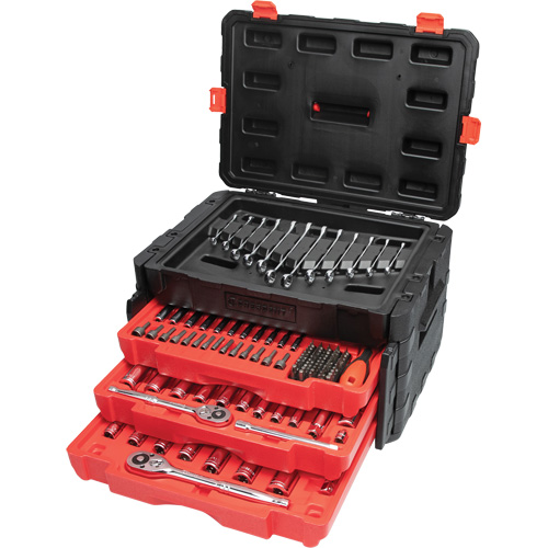 1/4", 3/8" & 1/2" Mechanics Hand Tool Set with 3-Drawer Storage Case Oxymax Inc