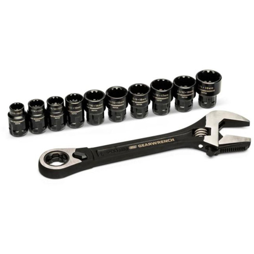 11-Piece Pass-Thru Adjustable Wrench Set, 8" L, 1-1/8" Max Width, Chrome/Polished Oxymax Inc