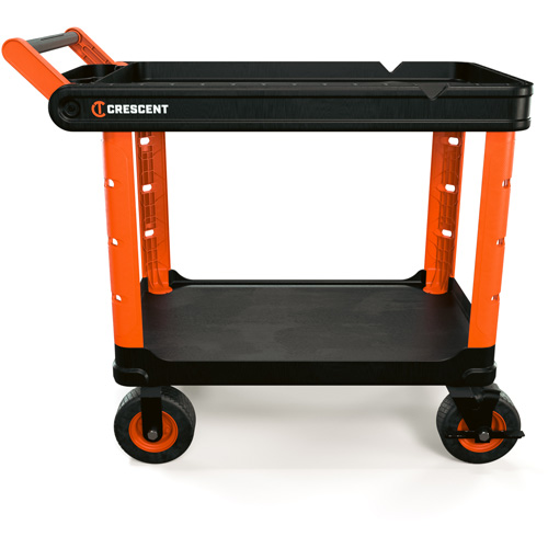 RAILWORKS 2-Shelf Industrial Utility Cart with 8" Casters, 47" L x 24-1/2" W x 37-4/5" H, Black/Orange Oxymax Inc