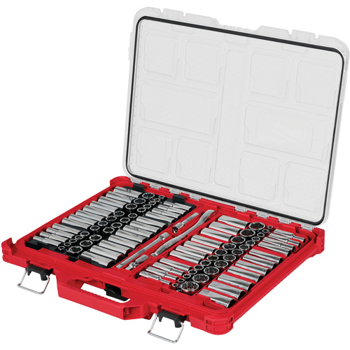 Metric/SAE Ratchet & Socket Set with PACKOUT Low-Profile Organizer, 98 Pcs, 3/8" Drive Size Oxymax Inc
