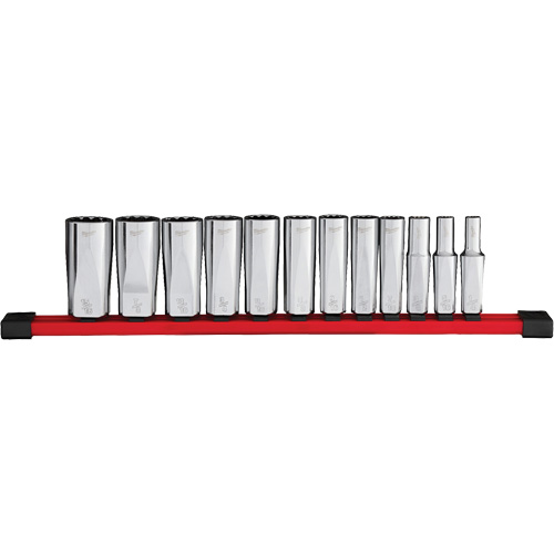 12-Point Deep Well SAE Socket Set, 12 Pcs, 3/8" Drive Size, Deep Oxymax Inc