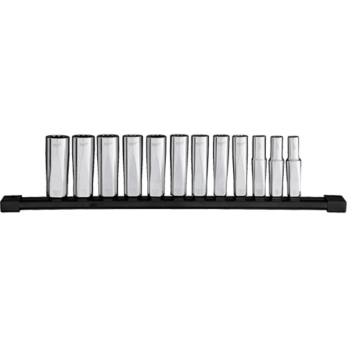12-Point Deep Well Metric Socket Set, 12 Pcs, 3/8" Drive Size, Deep Oxymax Inc