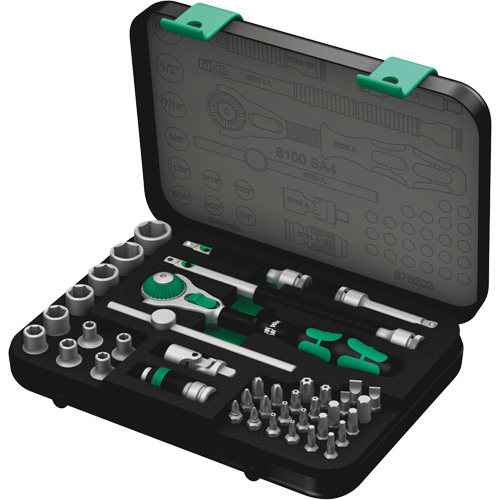 8100 SA 4 Zyklop Speed Ratchet Set, 41 Pcs, 1/4" Drive Size Oxymax Inc