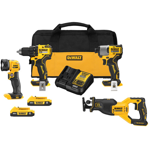 Ensemble de quatre outils combin&eacute;s sans fil et sans balai XR, Lithium-ion, 20 V Oxymax Inc