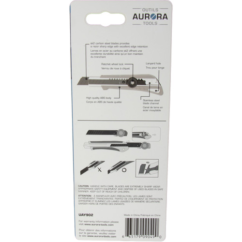 18mm Professional Knife with Ratchet, Stainless Steel, Heavy-Duty, Plastic Handle Oxymax Inc
