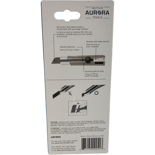 Couteau r&eacute;tractable de 25 mm, Acier inoxydable, Robuste, Prise en Caoutchouc Oxymax Inc