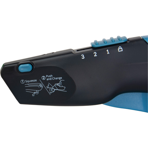 Couteau de s&eacute;curit&eacute; r&eacute;tractable , Acier inoxydable, Robuste, Prise en Plastique/Aluminium Oxymax Inc