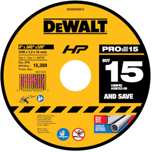 All-Purpose Cutting Wheel, 4" x 0.45", 5/8" Arbor, Type 1, Aluminum Oxide Oxymax Inc