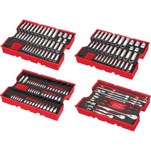 Metric & SAE Ratchet & Socket Set with Trays for PACKOUT Drawers, 242 Pcs, Impact, 1/4"/3/8"/1/2" Drive Size, Deep Oxymax Inc