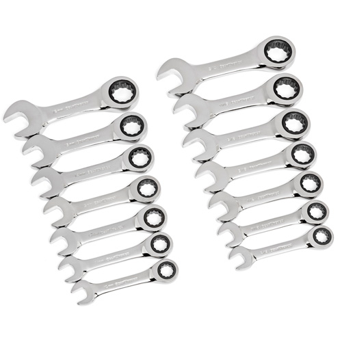 Jeu de cl&eacute;s courtes &agrave; 12 pans et 72 dents, Combinaison &agrave; cliquet, 14 morceaux, Imp&eacute;rial et m&eacute;trique Oxymax Inc