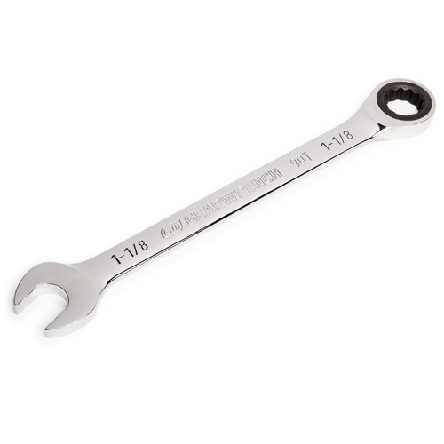 90-Tooth Ratcheting Combination Wrench, 12 Point, 1-1/8", Chrome Finish Oxymax Inc