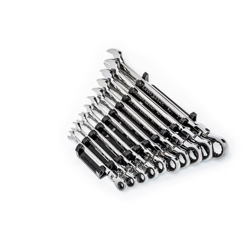Jeu de cl&eacute;s SAE &agrave; 12 pans et 90 dents, T&ecirc;te articul&eacute;e/Combinaison &agrave; cliquet, 10 morceaux, Imp&eacute;rial Oxymax Inc