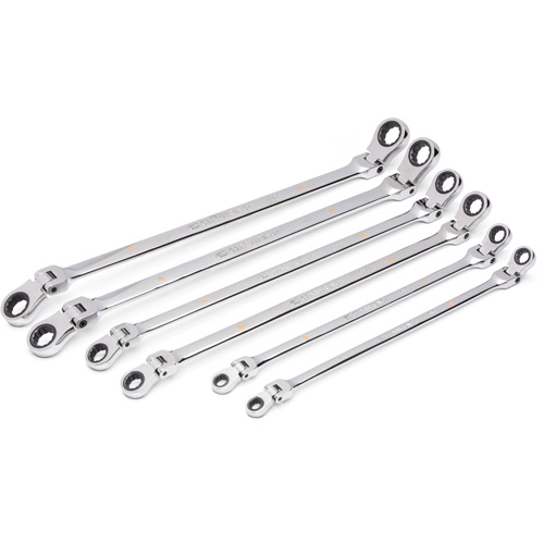 Jeu de cl&eacute;s &agrave; cliquet double m&eacute;triques &agrave; 12 pans et 90 dents Gearbox, T&ecirc;te articul&eacute;e, 6 morceaux, M&eacute;trique Oxymax Inc