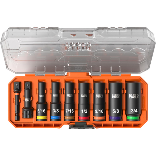 KNECT Drive Socket Set, 9 Pcs, Impact, 3/8" Drive Size, Deep Oxymax Inc