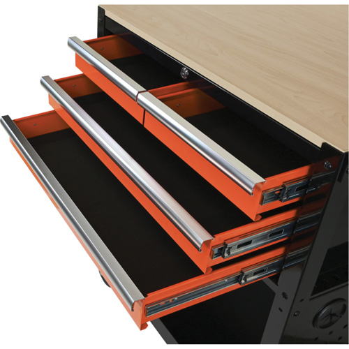 Chariot utilitaire, 4 tiroirs, Noir/Orange Oxymax Inc