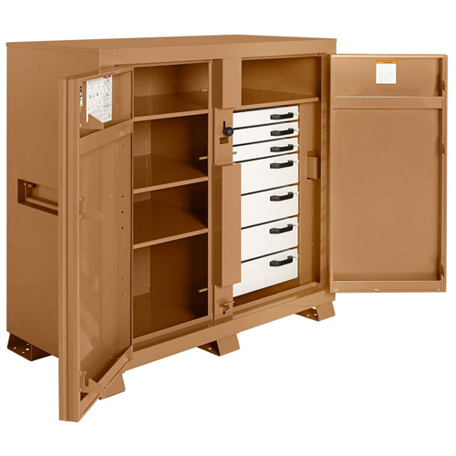 Model 112 Jobsite Cabinet with Padlock, Steel, 54.9 Cubic Feet, Tan Oxymax Inc