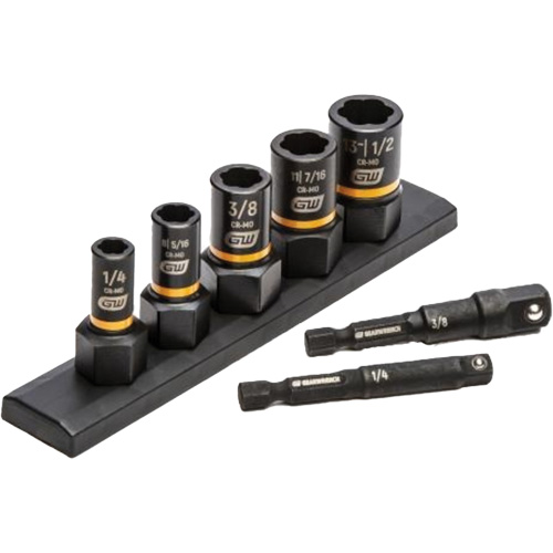 Jeu de douilles d'extraction SAE Bolt Biter, 7 Mcx, Chocs, Prise de 1/4"/3/8" Oxymax Inc