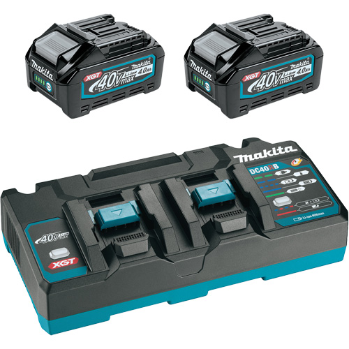 Ensemble de d&eacute;part XGT avec chargeur rapide &agrave; deux ports et deux batteries de 4?Ah, 40 V, Lithium-ion Oxymax Inc