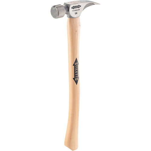 Titanium Milled Face Hammer with Curved Hickory Handle, 14 oz., Wood Handle, 18" L Oxymax Inc