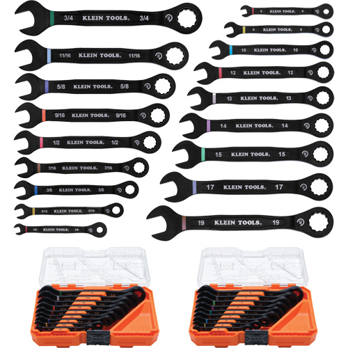 Wrench Set, Ratcheting Combination, 18 Pieces, Imperial and Metric Oxymax Inc