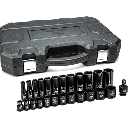 Jeu de douilles SAE &agrave; 6 pans, 25 Mcx, Chocs, Prise de 3/8", Profond Oxymax Inc