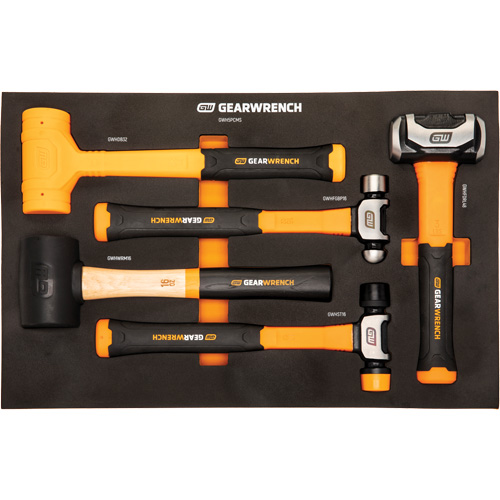 Mixed Hammer Set in Foam Storage Tray, 5 Pieces Oxymax Inc