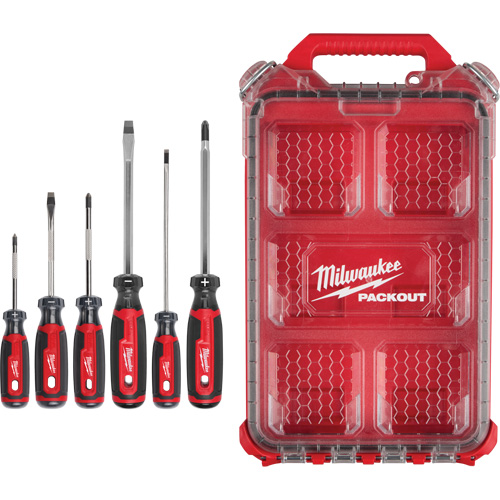 Cushion Grip Screwdrivers Set with PACKOUT Low-Profile Compact Organizer, 6 Pcs. Oxymax Inc