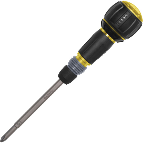 Ratcheting Fastbit Tru-Grip Screwdriver, Phillips & Slotted Bits, 8-1/2" L, Plastic/Cushion Grip Handle Oxymax Inc