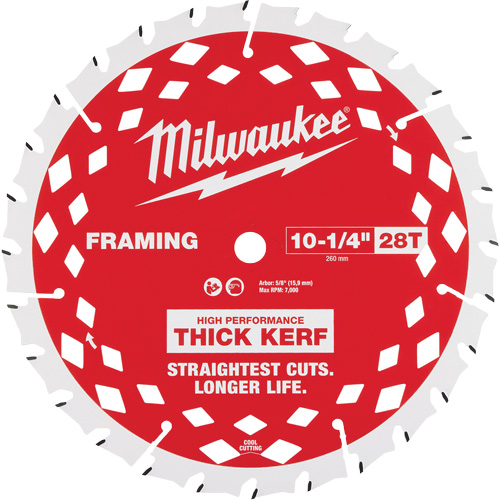 Lame de scie circulaire &agrave; charpente avec trait &eacute;pais, 10-1/4", 28 dents, Pour Bois Oxymax Inc