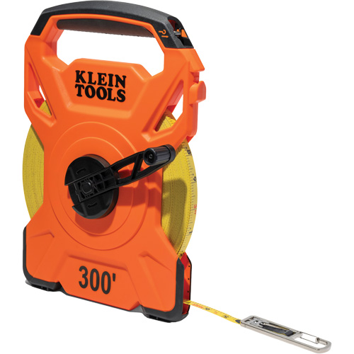 Open Reel Tape Measure with Single Hook and Carabiner, 1/2" x 300', 1/10" Graduations Oxymax Inc