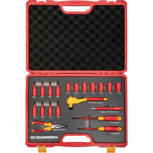 3/8" Drive VDE Insulated Tool Set, 1000 V, 20 Pcs Oxymax Inc