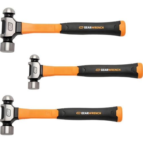 Ball Pein Hammers with Fiberglass Handles Set, 3 Pieces Oxymax Inc