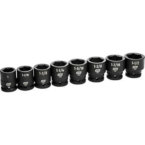 Jeu de douilles SAE &agrave; 6 pans, 8 Mcx, Chocs, Prise de 3/4" Oxymax Inc